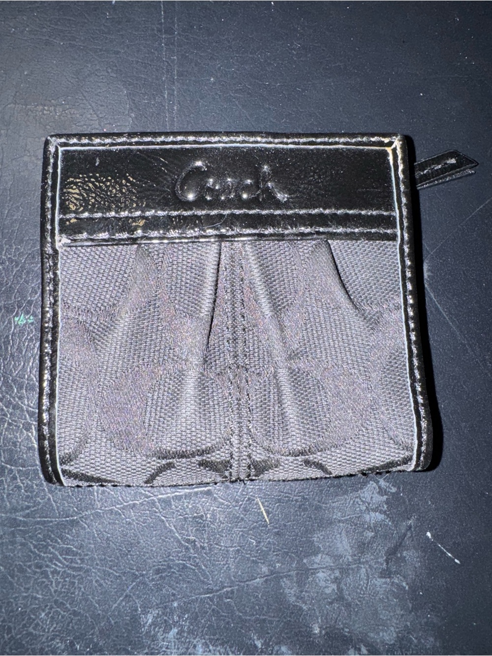 Coach Black Signature Compact Wallet
